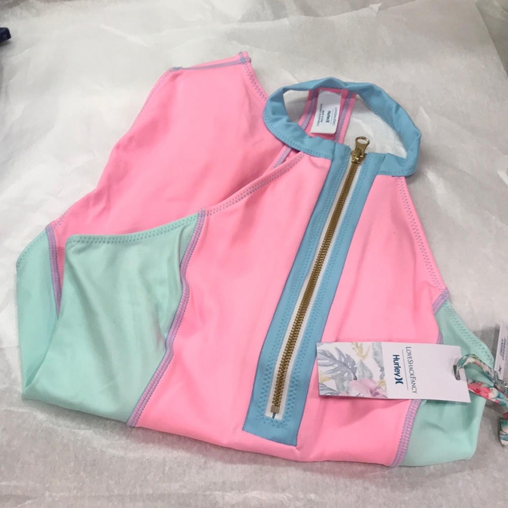 LoveShackFancy X Hurley Max Colorblock One Piece Bathing Suit - Picture 3 of 11